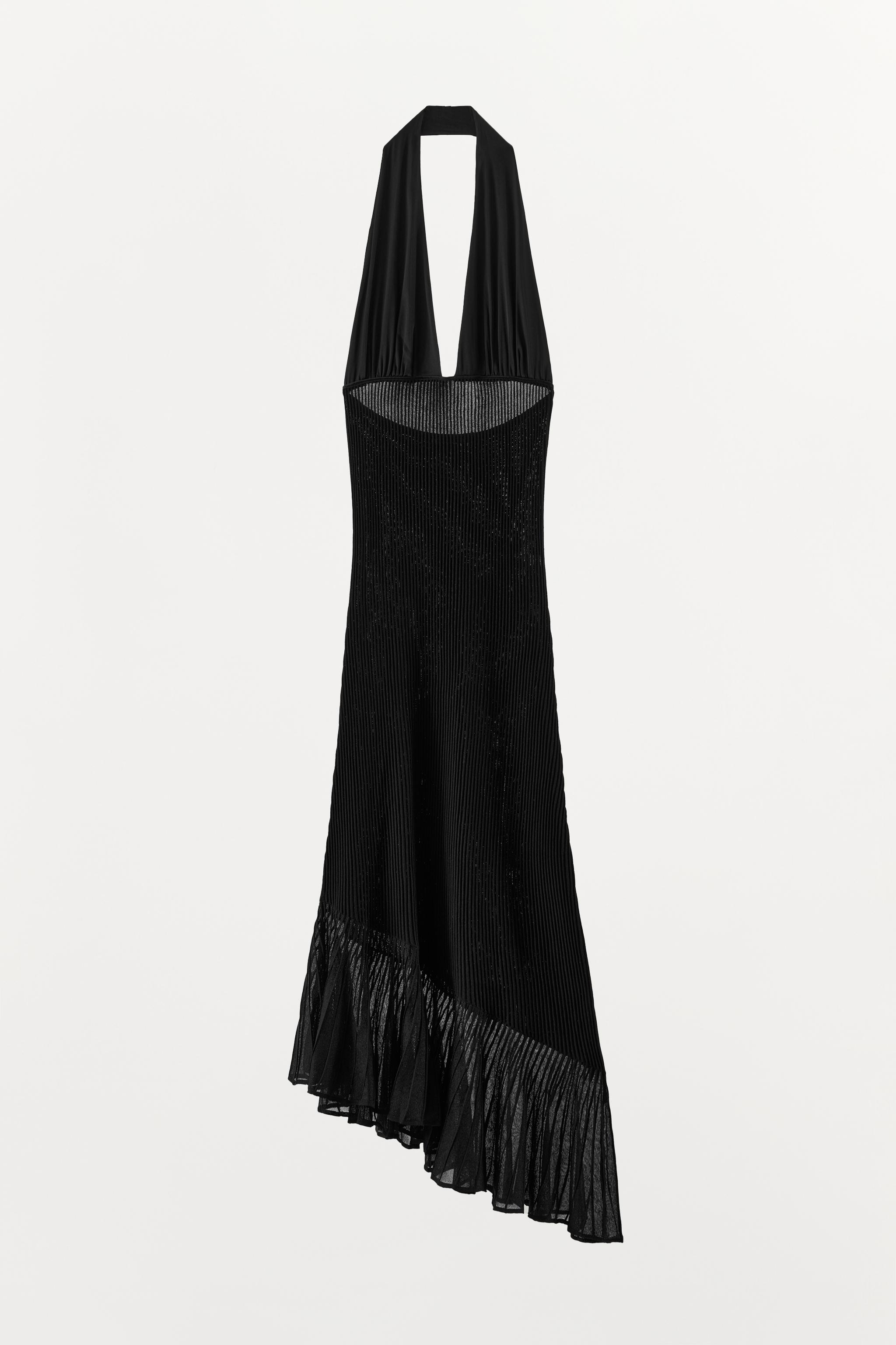 MIXED KNIT HALTER DRESS